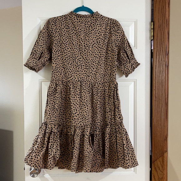Oversized, JCrew Leopard Dot Ruffleneck Tiered Popover Dress - Picture 8 of 16